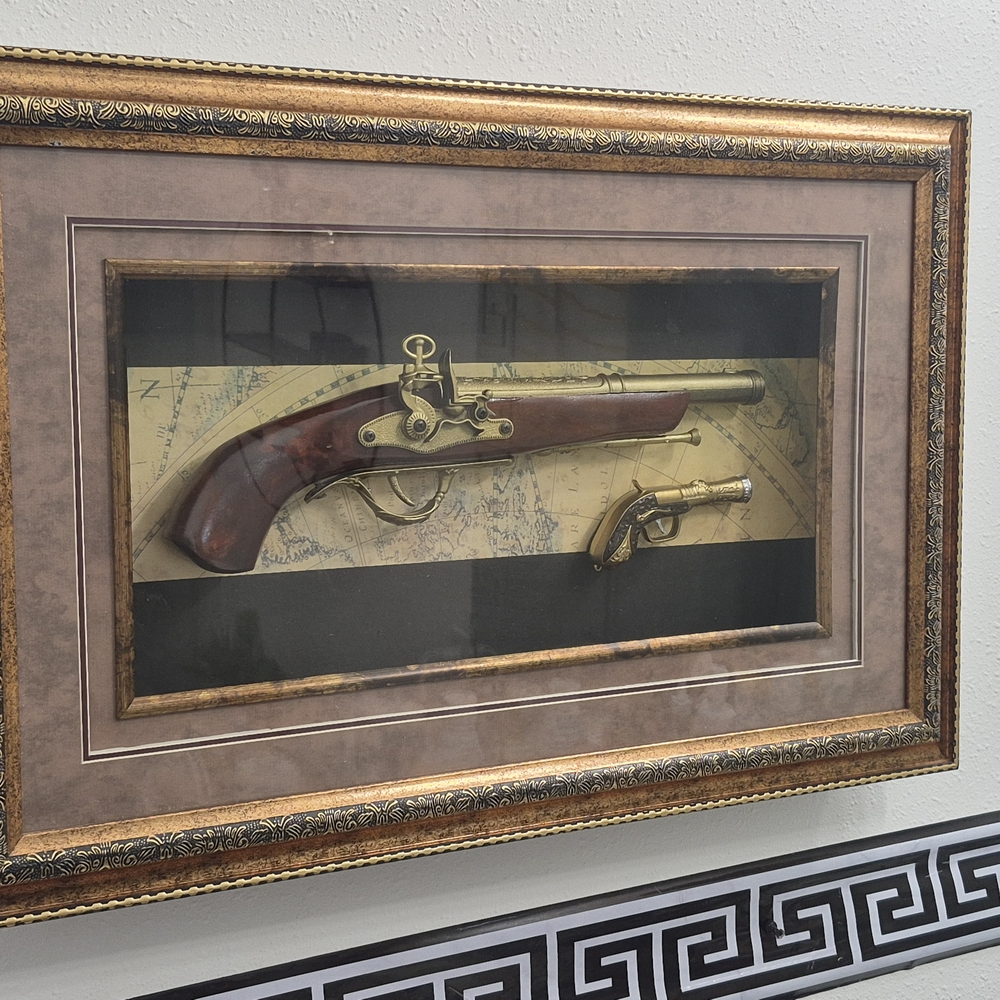 Framed Antique Style Pistols Wall Art